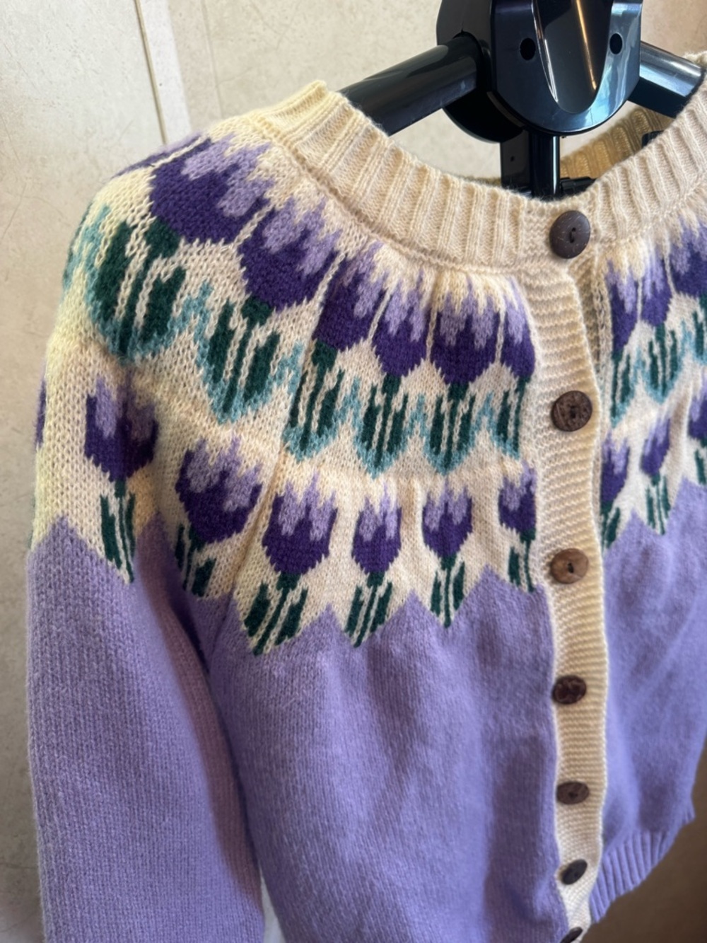 Women’s Floral Fair Isle Cardigan Sweater - Picture 7 of 10